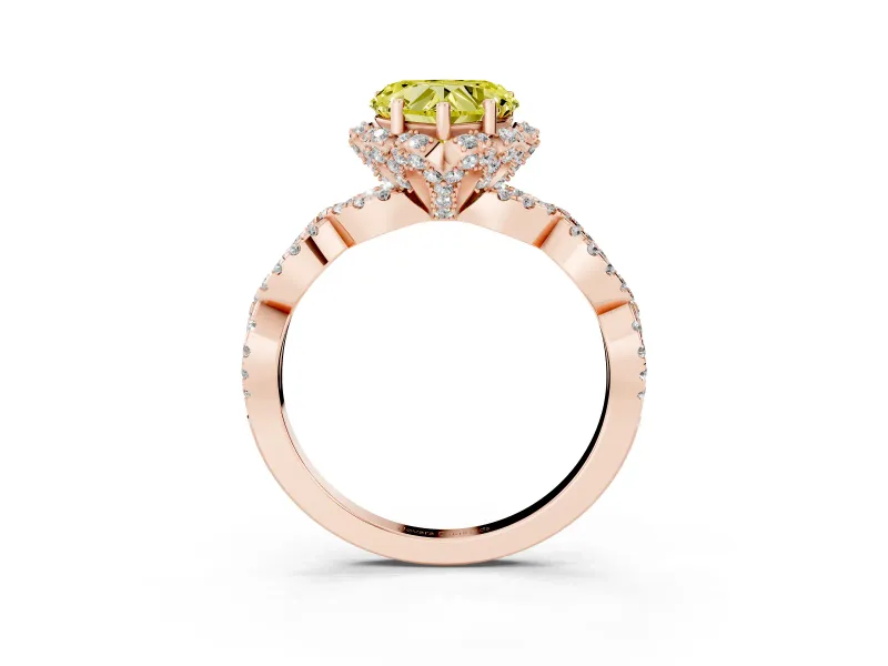 Heart-Shaped Halo Engagement Ring Setting for a Fancy Yellow Lab-Grown Diamond | Rose Gold - Design NV-24725