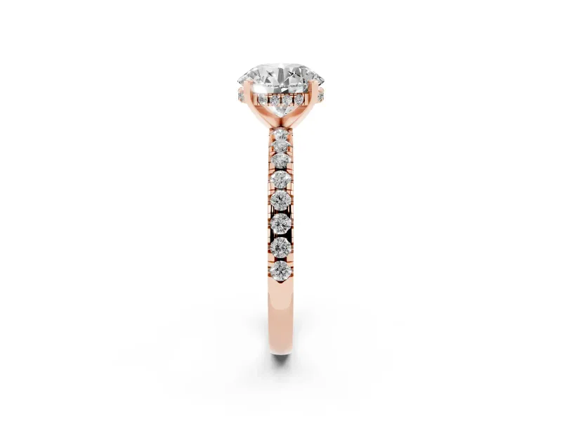 10 Carat Round Lab-Grown Diamond Hidden Halo Engagement Ring | Pavé Band | Rose Gold