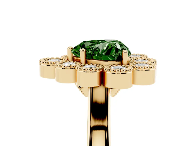 Heart-Shaped Halo Engagement Ring Setting for a Fancy Green Lab-Grown Diamond | Yellow Gold - Design NV-24775
