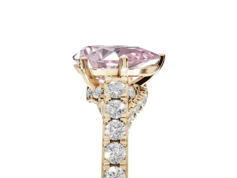 Pear-Shaped Pavé Solitaire Engagement Ring Setting for a Fancy Pink Lab-Grown Diamond | Crossover Gallery | Yellow Gold