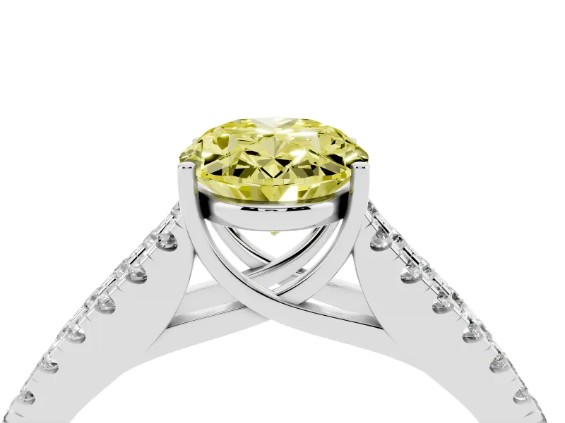 Oval Graduated Split Shank Engagement Ring Setting for a Fancy Yellow Lab-Grown Diamond | Sterling Silver