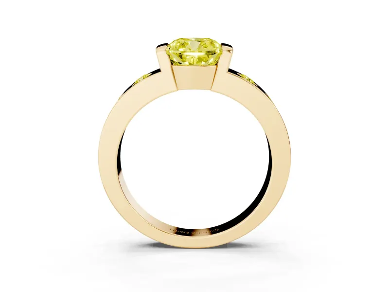 Cushion Cut Tension Style Engagement Ring Setting for a Fancy Yellow Lab-Grown Diamond | Yellow Gold