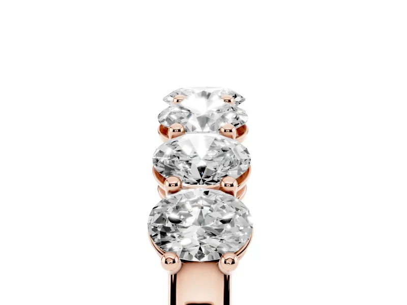 Oval Diamond Eternity Band Set in Rose gold with Shared Prongs