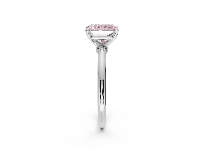 Radiant Cut Solitaire Engagement Ring Setting for a Fancy Pink Lab-Grown Diamond | Tapered Plain Band | Sterling Silver