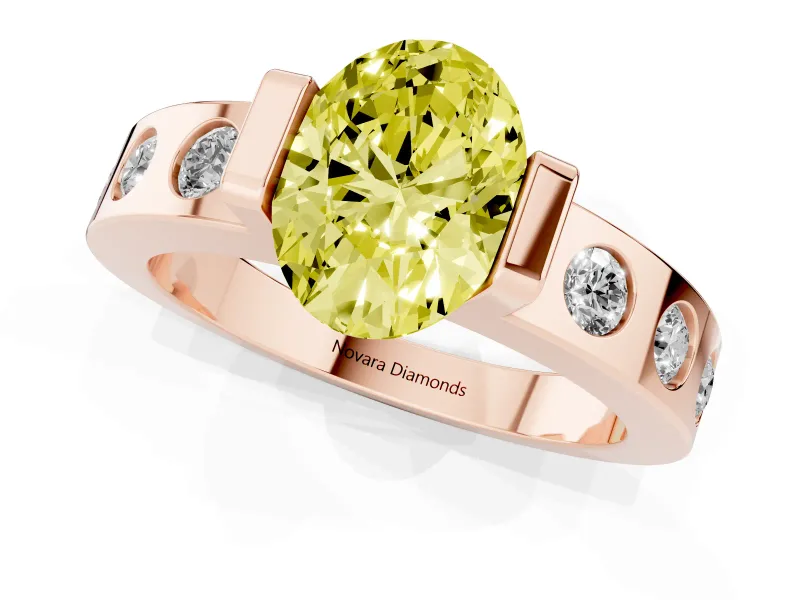 Oval Tension Style Engagement Ring Setting for a Fancy Yellow Lab-Grown Diamond | Rose Gold