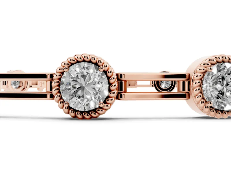 Round Lab-Grown Diamond Milgrain Bezel Tennis Bracelet | Open Link Band | Rose Gold