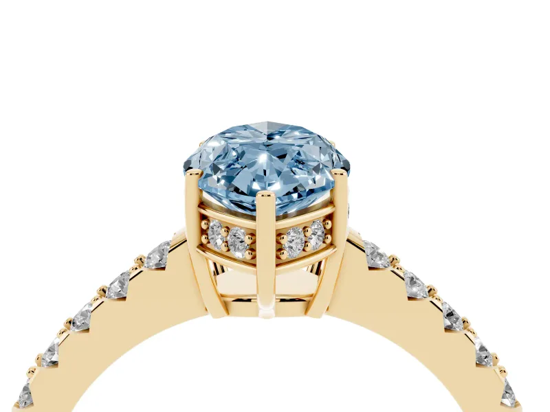 Marquise Engagement Ring Setting for a Fancy Blue Lab-Grown Diamond | Yellow Gold - Design NV-24649