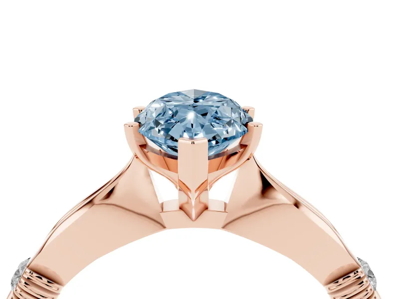Marquise Floral Solitaire Engagement Ring Setting for a Fancy Blue Lab-Grown Diamond | Rose Gold