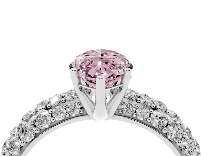 Marquise Multi Row Pave Engagement Ring Setting for a Fancy Pink Lab-Grown Diamond | Sterling Silver