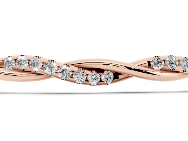 Round Lab-Grown Diamond Twisted Cable Chain Bracelet | Prong-Set Strands | Rose Gold