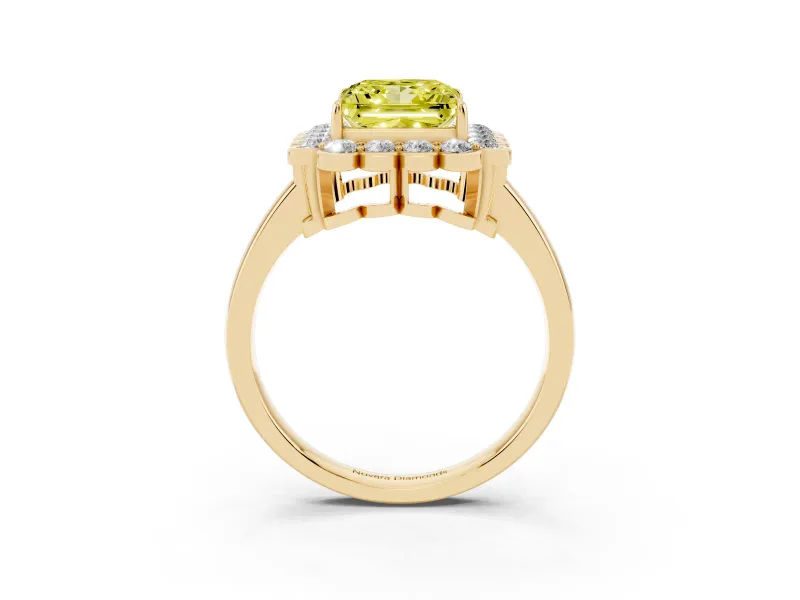 Princess Cut Halo Engagement Ring Setting for a Fancy Yellow Lab-Grown Diamond | Yellow Gold - Design NV-24719
