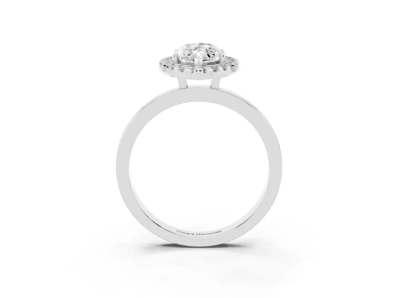 Marquise Thin Halo Engagement Ring Setting | Plain Polished Band | Platinum