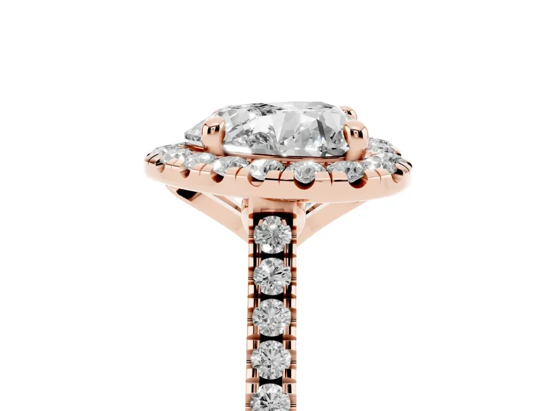 Heart-Shaped Halo Engagement Ring Setting | Tapered Band | Rose Gold