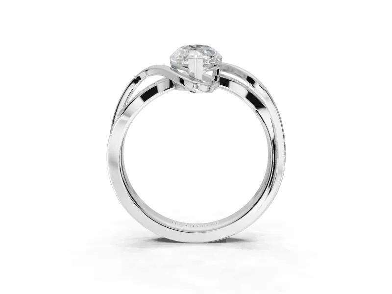 Marquise Bypass Solitaire Engagement Ring Setting | Pavé and Plain Strands | Platinum