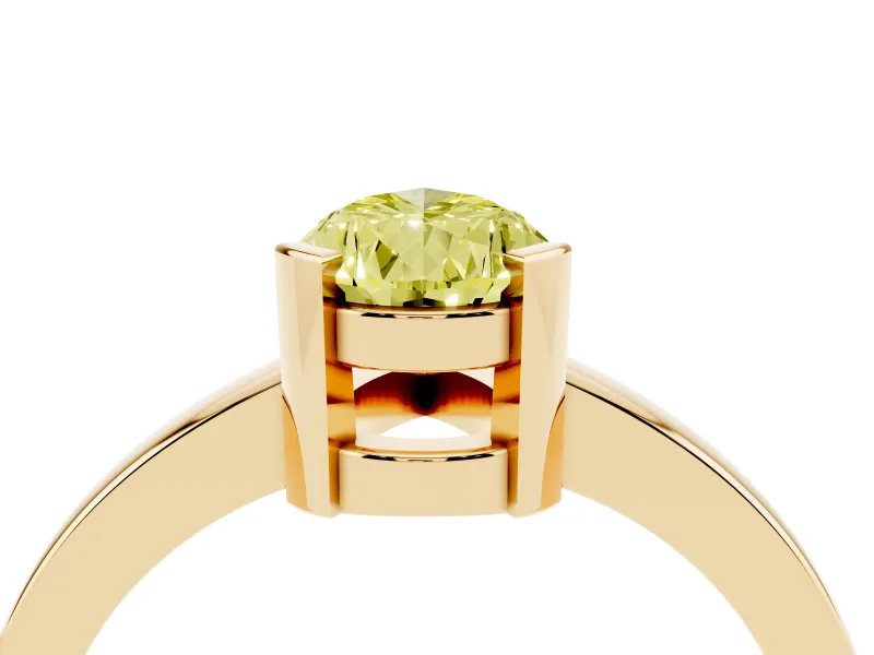 Pear-Shaped Solitaire Engagement Ring Setting for a Fancy Yellow Lab-Grown Diamond | Flat Tab Prongs | Yellow Gold