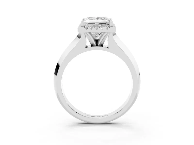 Princess Cut Halo Engagement Ring Setting | Knife-Edge Band | Platinum
