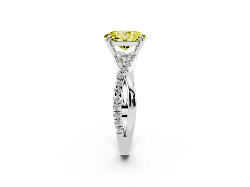 Oval Crossover Engagement Ring Setting for a Fancy Yellow Lab-Grown Diamond | Platinum