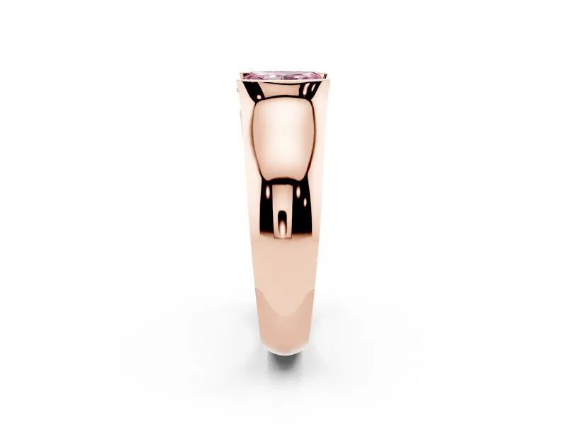 Radiant Cut Half Bezel Solitaire Engagement Ring Setting for a Fancy Pink Lab-Grown Diamond | Wide Band | Rose Gold