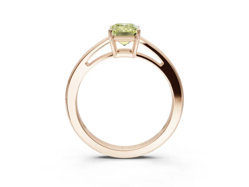 Emerald Cut Cathedral Engagement Ring Setting for a Fancy Yellow Lab-Grown Diamond | Rose Gold - Design NV-24626