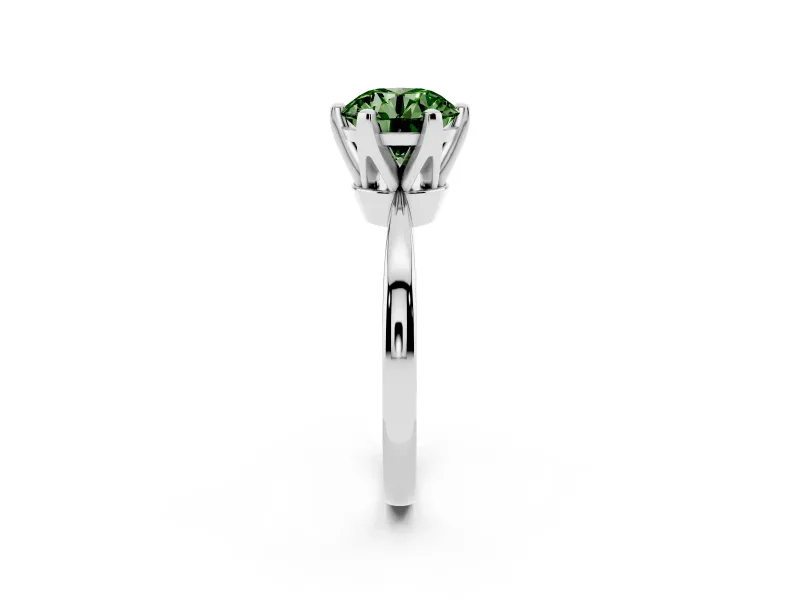 Round Tapered Solitaire Engagement Ring Setting for a Fancy Green Lab-Grown Diamond | Claw Prong Head | Platinum