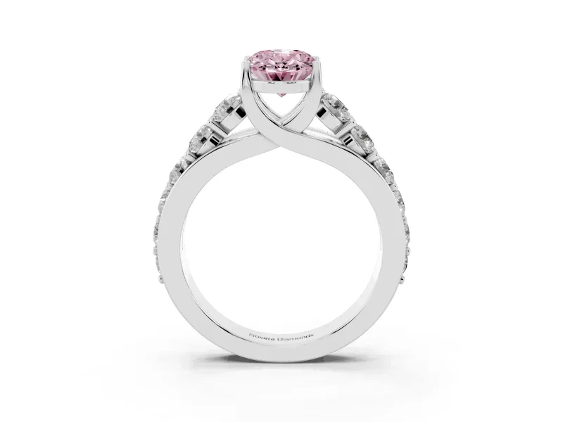 Oval Graduated Engagement Ring Setting for a Fancy Pink Lab-Grown Diamond | Platinum