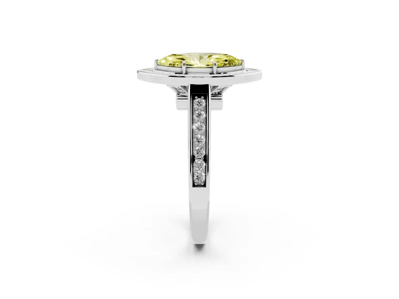 Marquise Rimmed Halo Engagement Ring Setting for a Fancy Yellow Lab-Grown Diamond | Platinum