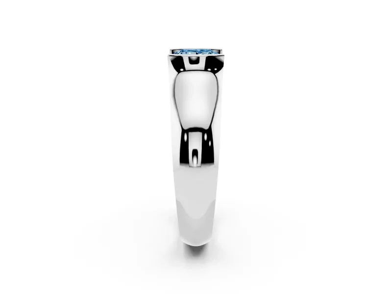 Princess Cut Half Bezel Engagement Ring Setting for a Fancy Blue Lab-Grown Diamond | Wide Band | Sterling Silver