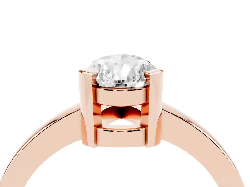 Pear Cut Diamond Solitaire Ring Set in Rose gold with Prong Head and Smooth Polished Band