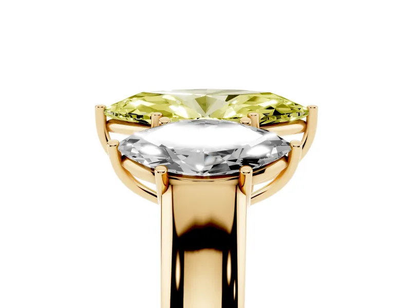 Marquise 3 Stone Engagement Ring Setting for a Fancy Yellow Lab-Grown Diamond | Yellow Gold