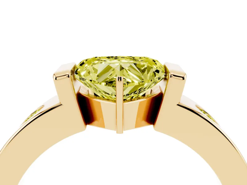Heart-Shaped Tension Style Engagement Ring Setting for a Fancy Yellow Lab-Grown Diamond | Yellow Gold