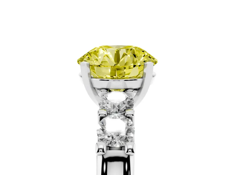 Round Five Stone Engagement Ring Setting for a Fancy Yellow Lab-Grown Diamond | White Gold