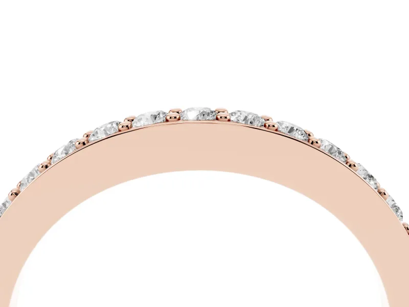Round Diamond Curved Eternity Band Set in Rose gold with Pavé Prong Setting