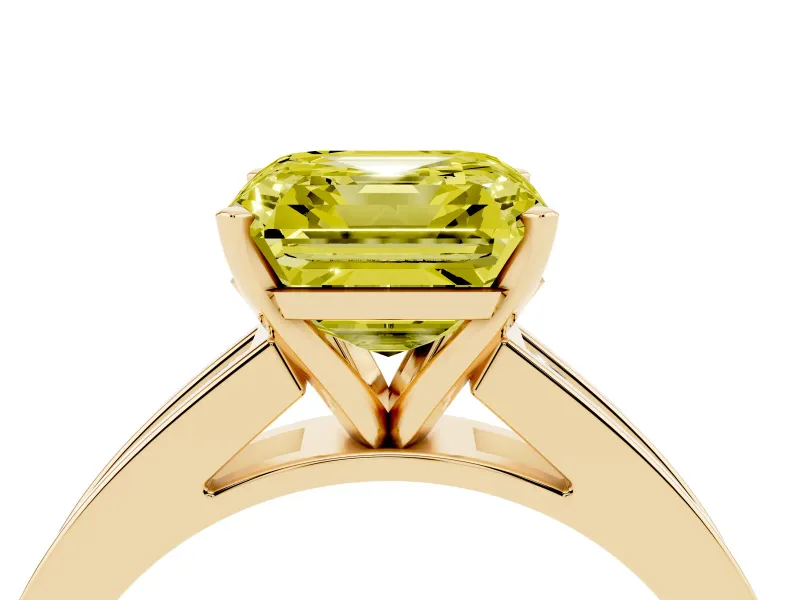 Asscher Cut Channel Engagement Ring Setting for a Fancy Yellow Lab-Grown Diamond | Yellow Gold