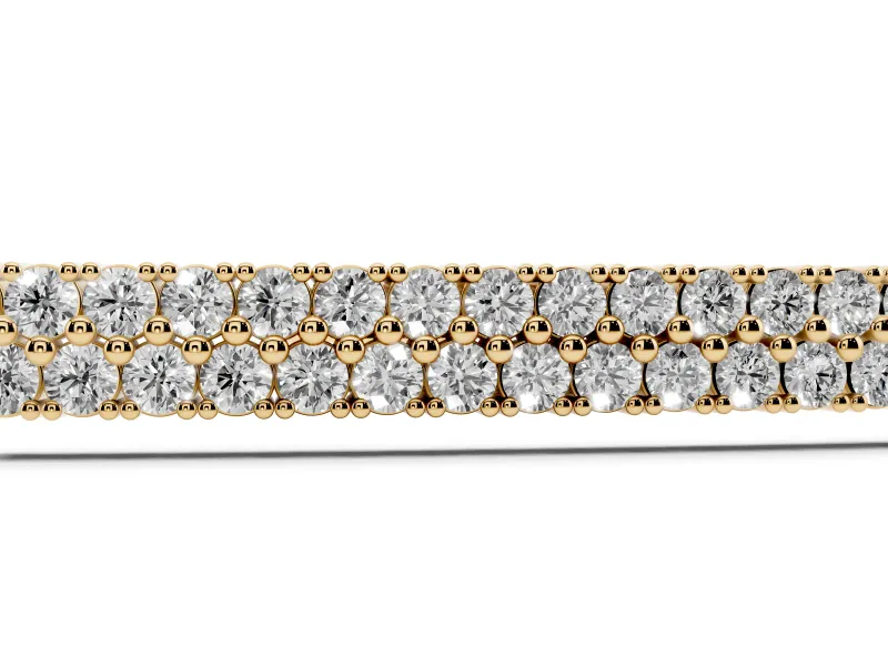 Round Lab-Grown Diamond Pavé Bar Slider Bracelet | Double Row | Yellow Gold