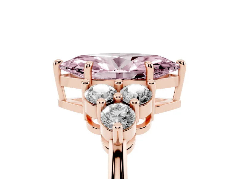 Marquise Cluster Side Stone Engagement Ring Setting for a Fancy Pink Lab-Grown Diamond | Rose Gold