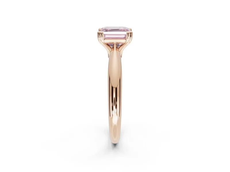Princess Cut Tapered Solitaire Engagement Ring Setting for a Fancy Pink Lab-Grown Diamond | Rose Gold