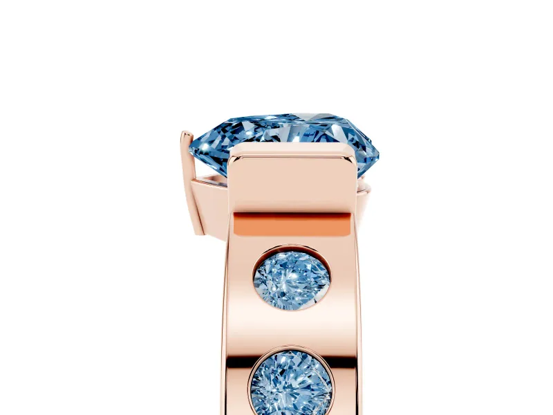 Heart-Shaped Tension Style Engagement Ring Setting for a Fancy Blue Lab-Grown Diamond | Rose Gold