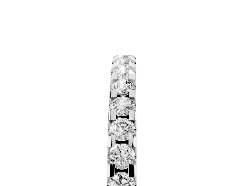 Round Diamond Pavé Half Eternity Band Set in Platinum with Shared Prong Setting