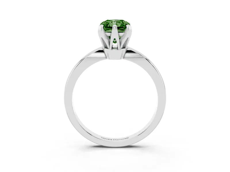 Radiant Cut Tapered Solitaire Engagement Ring Setting for a Fancy Green Lab-Grown Diamond | Claw Prong Head | White Gold