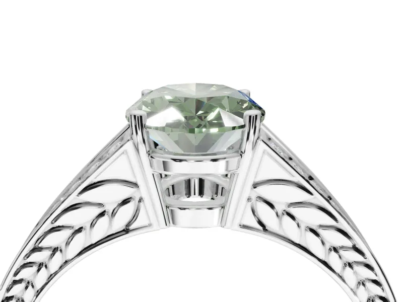 Oval Split Shank Pavé Engagement Ring Setting for a Fancy Green Lab-Grown Diamond | Platinum