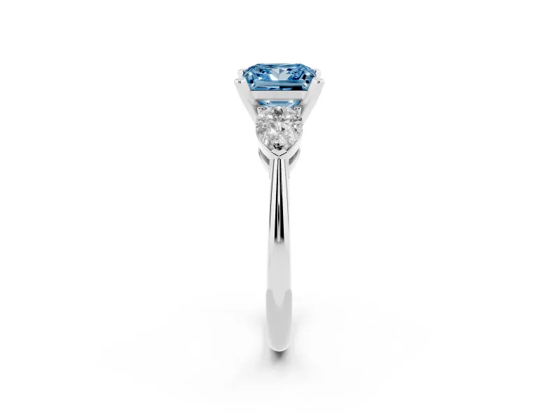 Princess Cut 3-Stone Engagement Ring Setting for a Fancy Blue Lab-Grown Diamond | Platinum