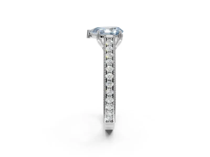 Pear-Shaped Vintage Engagement Ring Setting for a Fancy Blue Lab-Grown Diamond | White Gold - Design NV-24644
