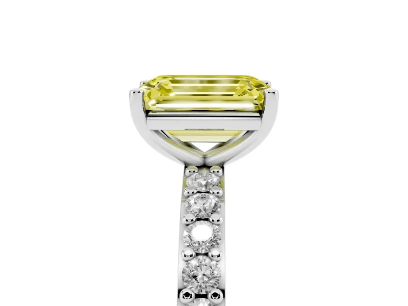 Emerald Cut Engagement Ring Setting for a Fancy Yellow Lab-Grown Diamond | Sterling Silver - Design NV-24514
