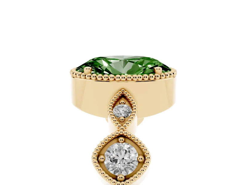 Oval Vintage Engagement Ring Setting for a Fancy Green Lab-Grown Diamond | Yellow Gold - Design NV-24637