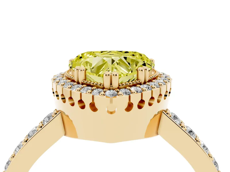Heart-Shaped Halo Engagement Ring Setting for a Fancy Yellow Lab-Grown Diamond | Yellow Gold - Design NV-24528