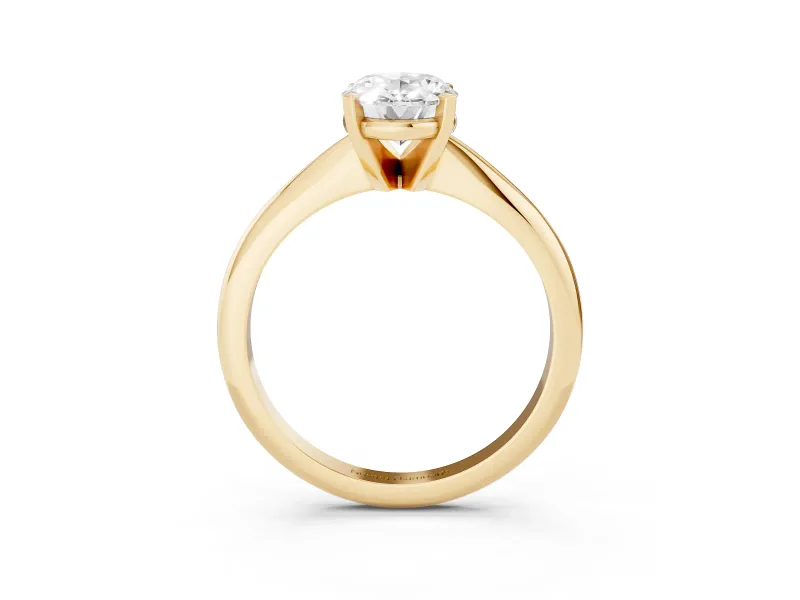 Oval Plain Knife-Edge Solitaire Engagement Ring Setting | Claw Prongs | Yellow Gold