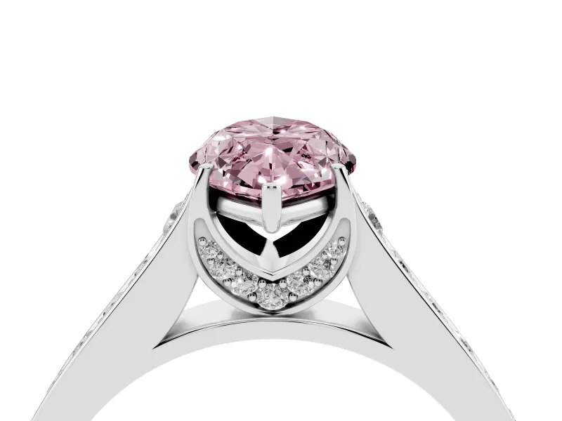 Marquise Graduated Pavé Engagement Ring Setting for a Fancy Pink Lab-Grown Diamond | Platinum