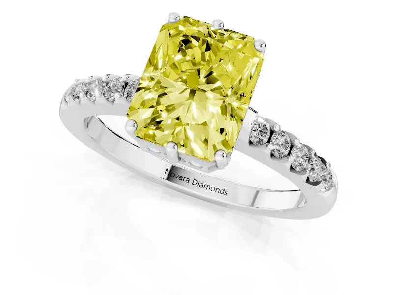 Radiant Cut Hidden Halo Engagement Ring Setting for a Fancy Yellow Lab-Grown Diamond | Sterling Silver