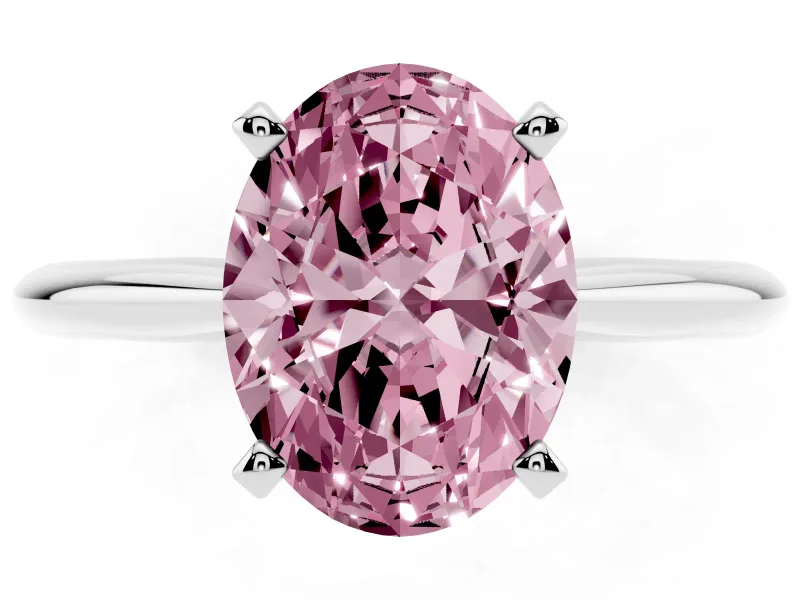 Oval Engagement Ring Setting for a Fancy Pink Lab-Grown Diamond | Sterling Silver