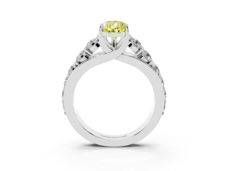 Pear-Shaped Graduated Engagement Ring Setting for a Fancy Yellow Lab-Grown Diamond | Platinum